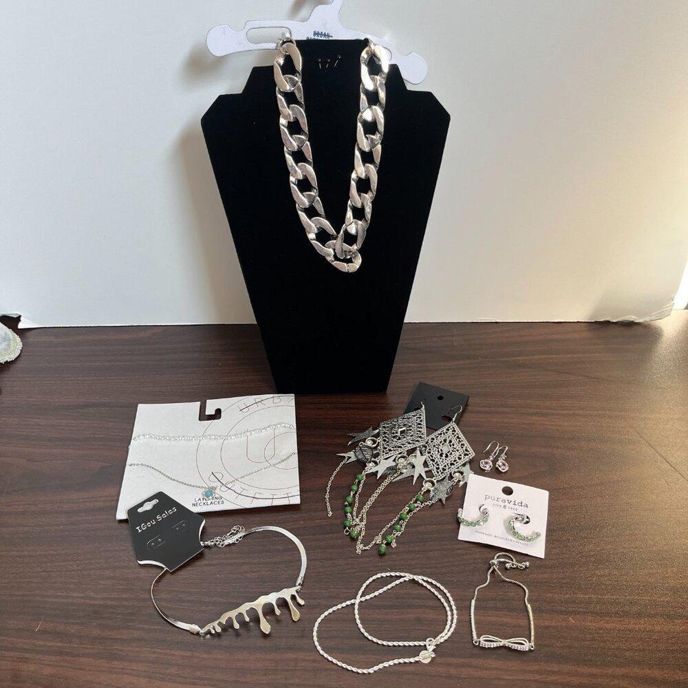 Jewelry Bundle Hoops Chunky Necklace Bracelet Earrings Fashion Streetwear Y2K